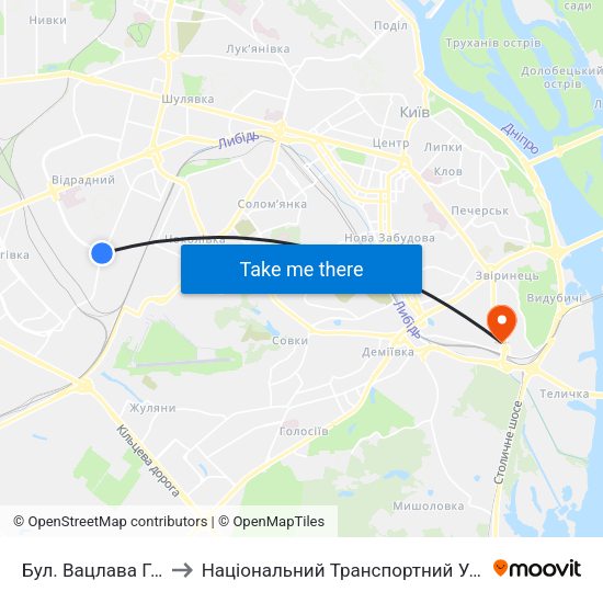 Бул. Вацлава Гавела to Національний Транспортний Університет map