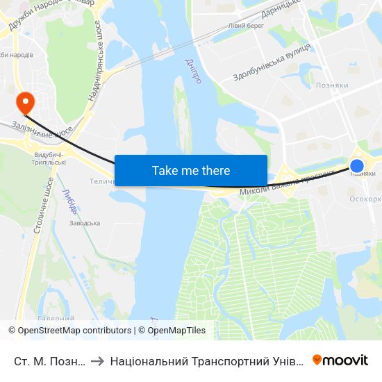 Ст. М. Позняки to Національний Транспортний Університет map