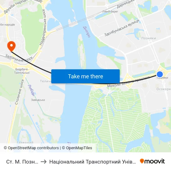 Ст. М. Позняки to Національний Транспортний Університет map