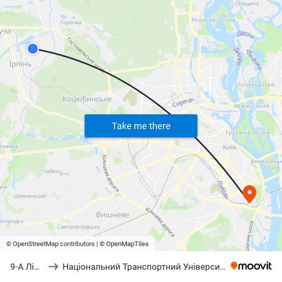 9-А Лінія to Національний Транспортний Університет map