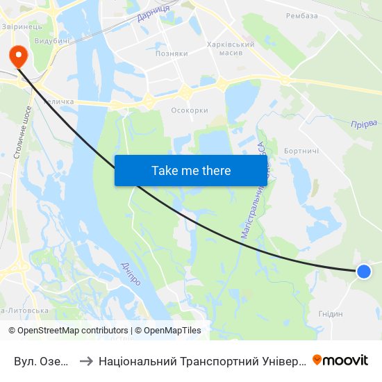 Вул. Озерна to Національний Транспортний Університет map