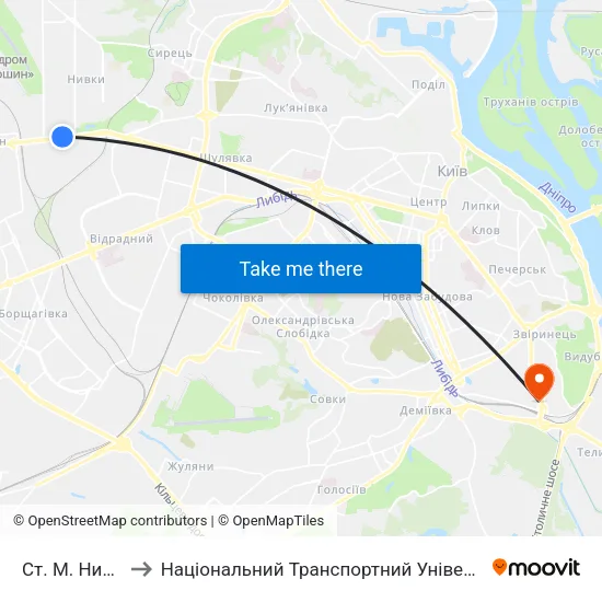 Ст. М. Нивки to Національний Транспортний Університет map