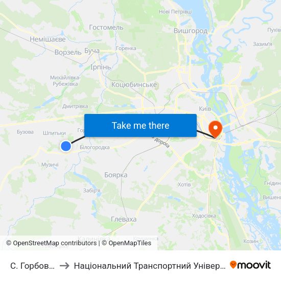 С. Горбовичі to Національний Транспортний Університет map