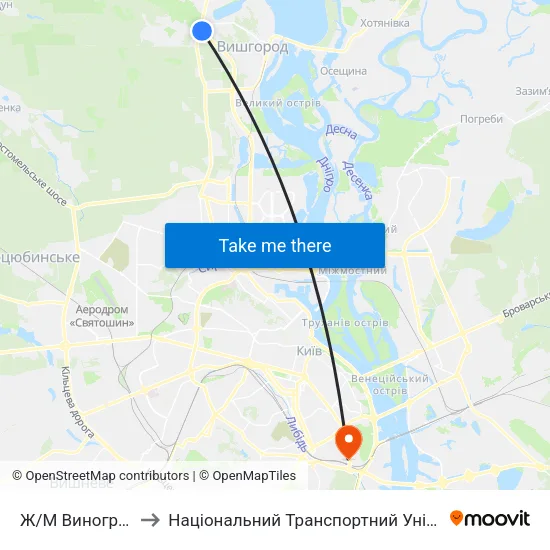 Ж/М Виноградар to Національний Транспортний Університет map