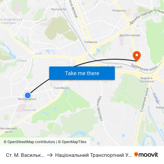 Ст. М. Васильківська to Національний Транспортний Університет map