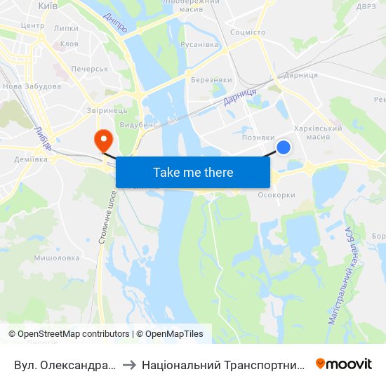 Вул. Олександра Кошиця to Національний Транспортний Університет map