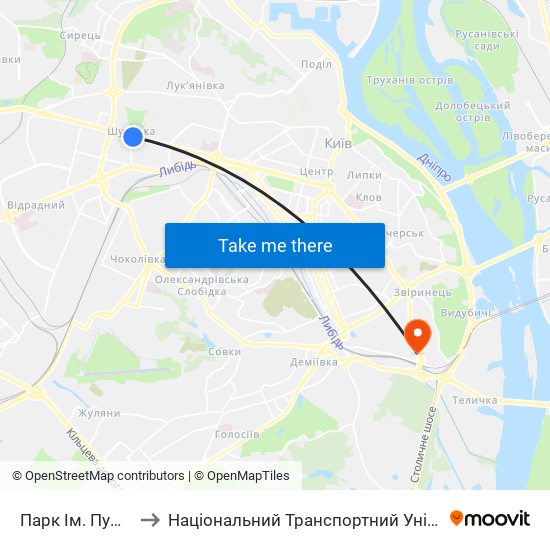 Парк Ім. Пушкіна to Національний Транспортний Університет map