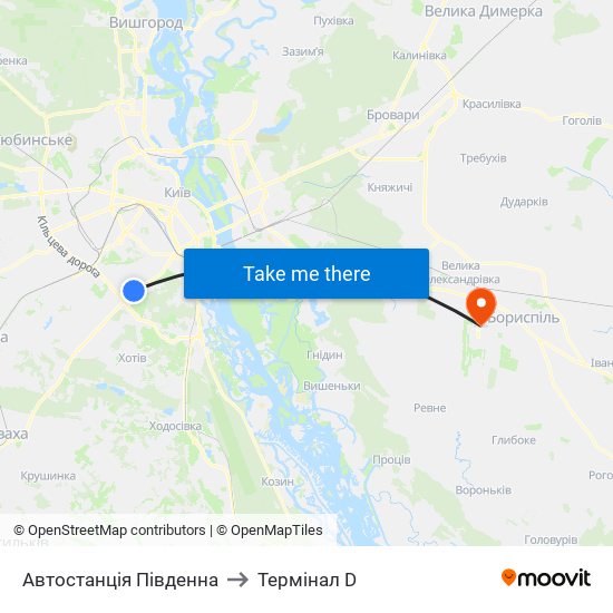 Автостанція Південна to Термінал D map