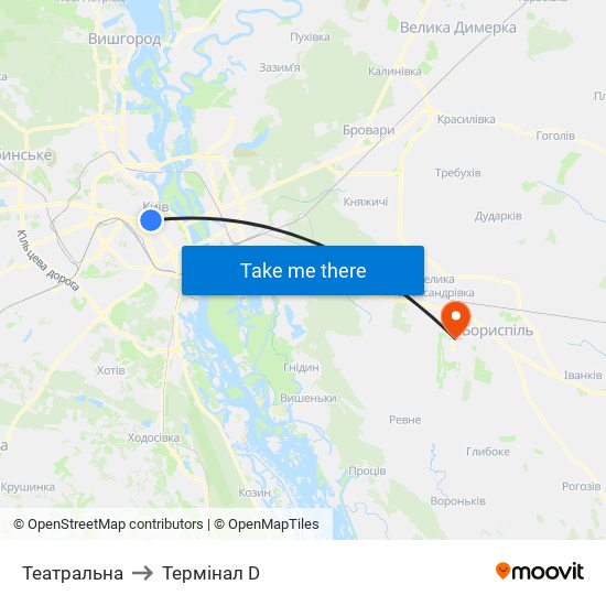 Театральна to Термінал D map