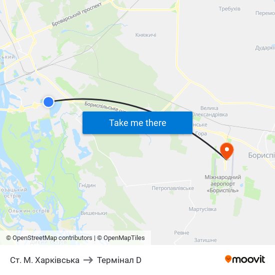 Ст. М. Харківська to Термінал D map
