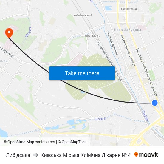 Либідська to Київська Міська Клінічна Лікарня № 4 map