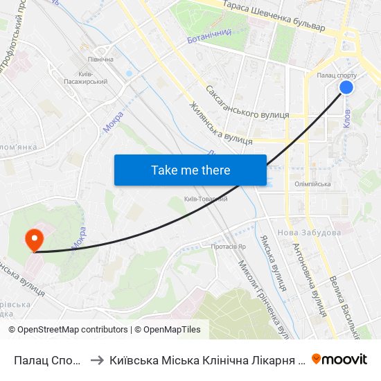 Палац Спорту to Київська Міська Клінічна Лікарня № 4 map