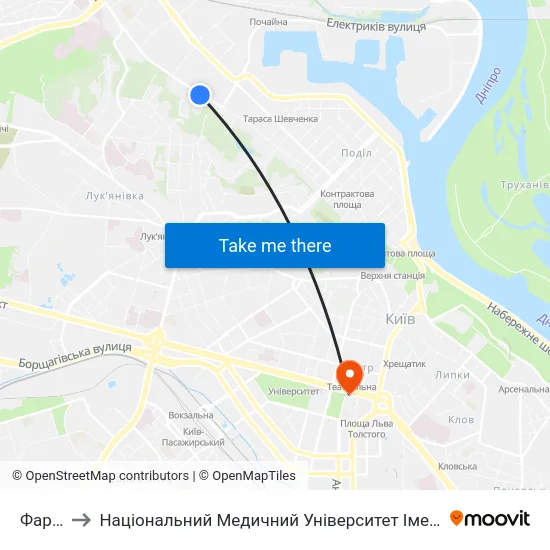 Фармак to Національний Медичний Університет Імені О. О. Богомольця map