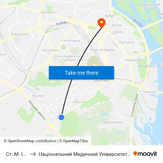 Ст. М. Іподром to Національний Медичний Університет Імені О. О. Богомольця map