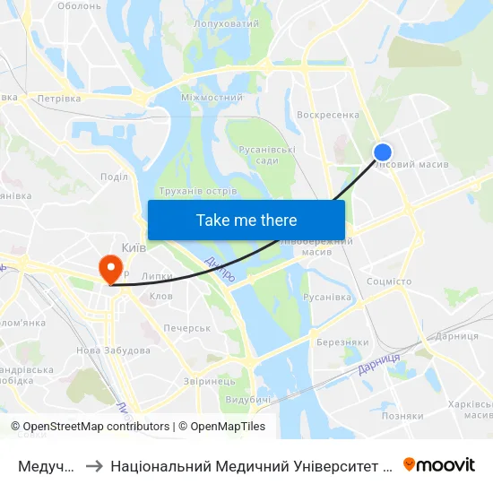 Медучилище to Національний Медичний Університет Імені О. О. Богомольця map