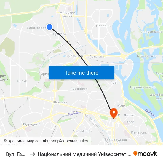 Вул. Галицька to Національний Медичний Університет Імені О. О. Богомольця map