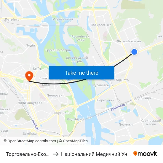 Торговельно-Економічний Університет to Національний Медичний Університет Імені О. О. Богомольця map