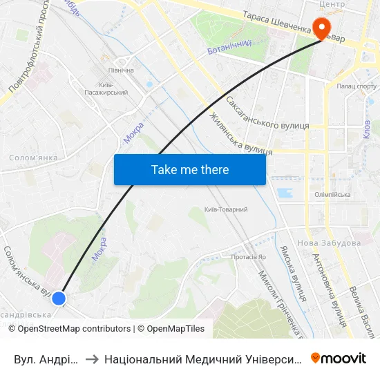 Вул. Андрія Головка to Національний Медичний Університет Імені О. О. Богомольця map