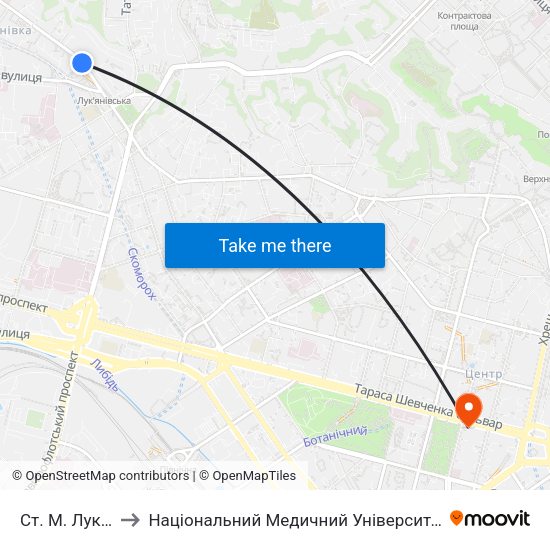 Ст. М. Лук'Янівська to Національний Медичний Університет Імені О. О. Богомольця map