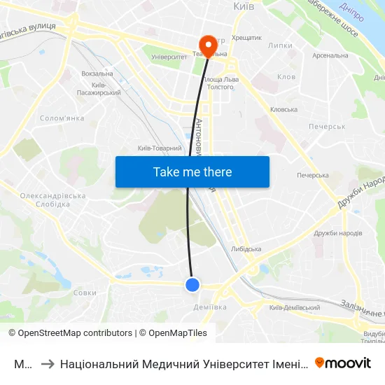Мауп to Національний Медичний Університет Імені О. О. Богомольця map