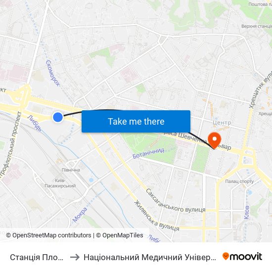 Станція Площа Перемоги to Національний Медичний Університет Імені О. О. Богомольця map