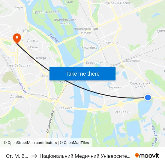Ст. М. Вирлиця to Національний Медичний Університет Імені О. О. Богомольця map