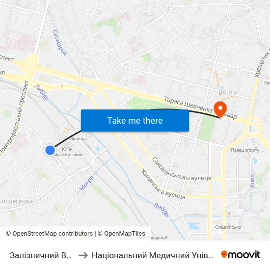 Залізничний Вокзал Південний to Національний Медичний Університет Імені О. О. Богомольця map
