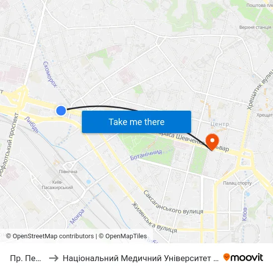 Пр. Перемоги to Національний Медичний Університет Імені О. О. Богомольця map