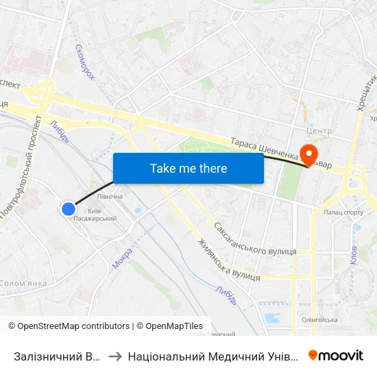 Залізничний Вокзал Південний to Національний Медичний Університет Імені О. О. Богомольця map