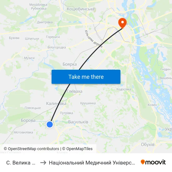 С. Велика Солтанівка to Національний Медичний Університет Імені О. О. Богомольця map