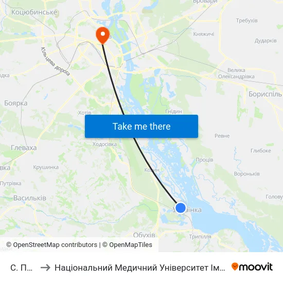 С. Плюти to Національний Медичний Університет Імені О. О. Богомольця map
