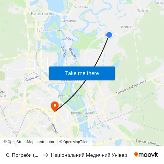 С. Погреби (Вул. Соборна) to Національний Медичний Університет Імені О. О. Богомольця map