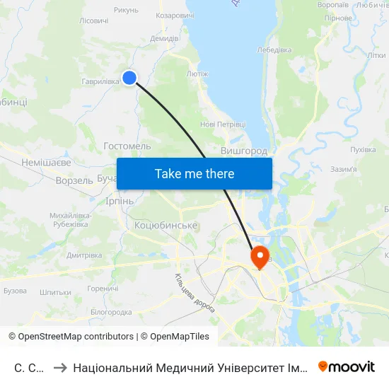 С. Синяк to Національний Медичний Університет Імені О. О. Богомольця map