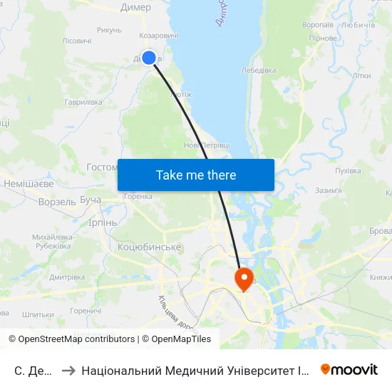 С. Демидів to Національний Медичний Університет Імені О. О. Богомольця map