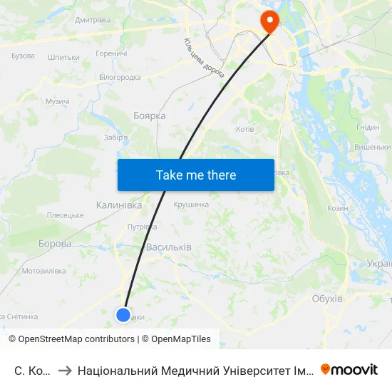 С. Кодаки to Національний Медичний Університет Імені О. О. Богомольця map