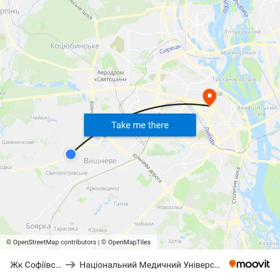 Жк Софіївська Сфера to Національний Медичний Університет Імені О. О. Богомольця map