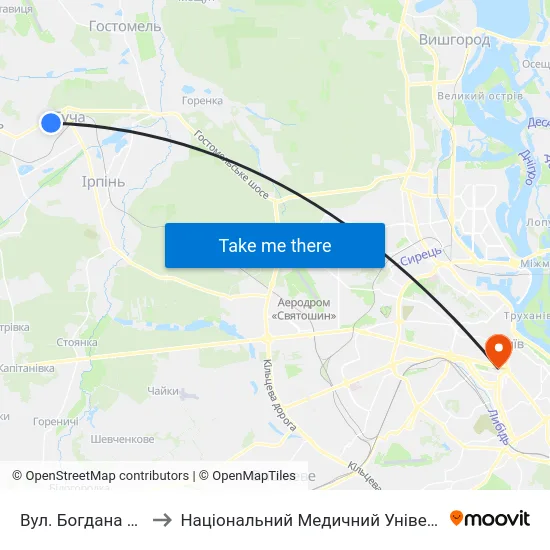 Вул. Богдана Хмельницького to Національний Медичний Університет Імені О. О. Богомольця map