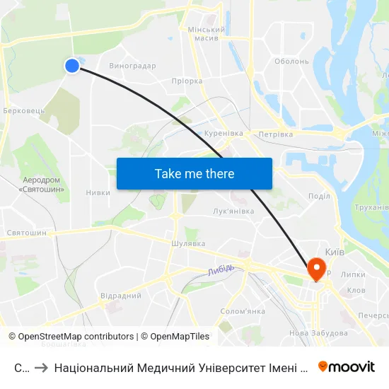 Сто to Національний Медичний Університет Імені О. О. Богомольця map