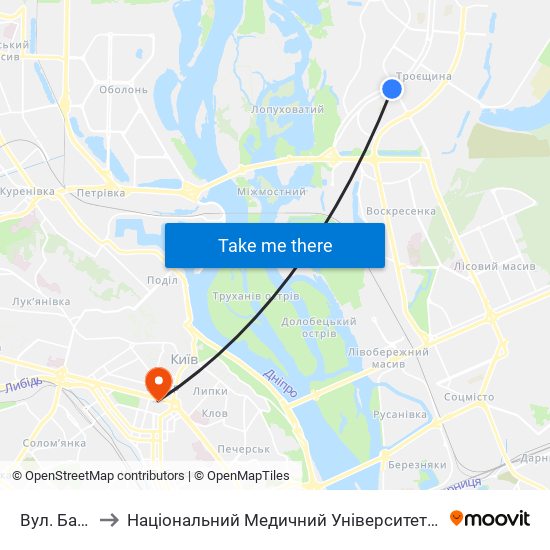 Вул. Бальзака to Національний Медичний Університет Імені О. О. Богомольця map
