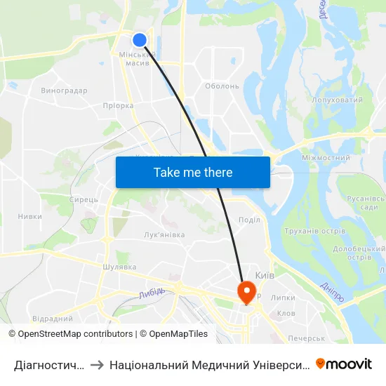 Діагностичний Центр to Національний Медичний Університет Імені О. О. Богомольця map