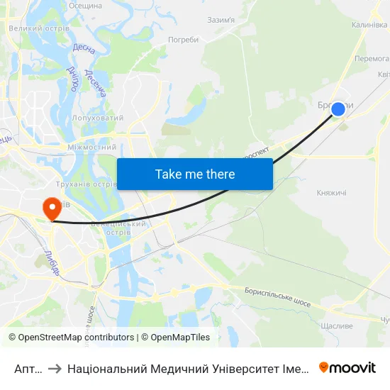 Аптека to Національний Медичний Університет Імені О. О. Богомольця map