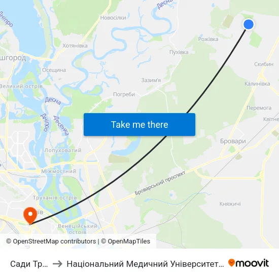 Сади Трудовик to Національний Медичний Університет Імені О. О. Богомольця map