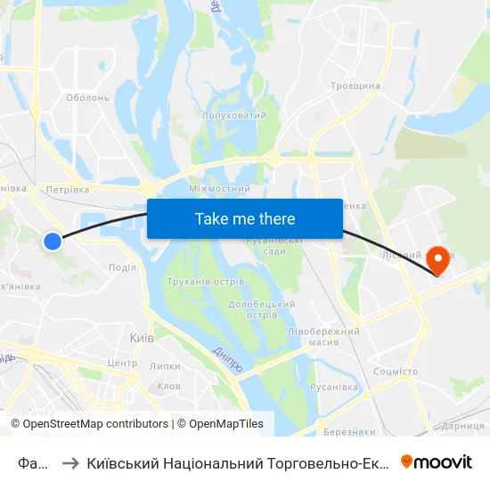 Фармак to Київський Національний Торговельно-Економічний Університет map
