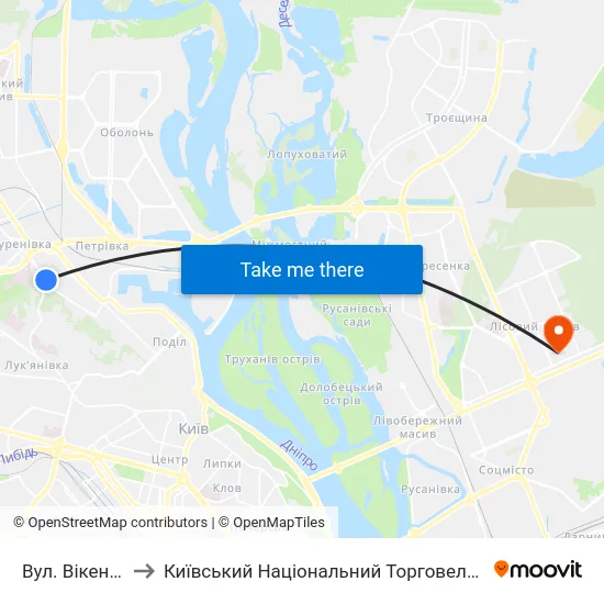 Вул. Вікентія Хвойки to Київський Національний Торговельно-Економічний Університет map