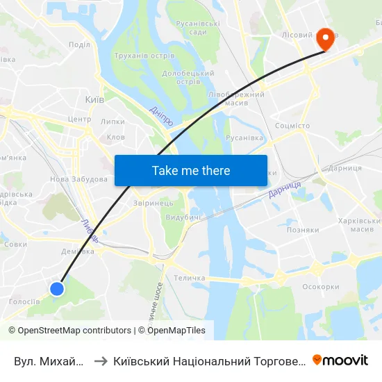 Вул. Михайла Стельмаха to Київський Національний Торговельно-Економічний Університет map