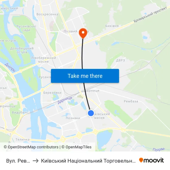 Вул. Ревуцького to Київський Національний Торговельно-Економічний Університет map