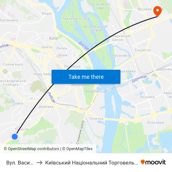 Вул. Васильківська to Київський Національний Торговельно-Економічний Університет map