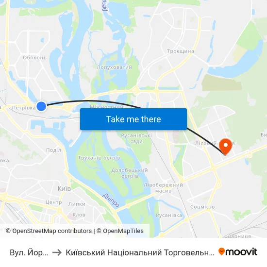 Вул. Йорданська to Київський Національний Торговельно-Економічний Університет map
