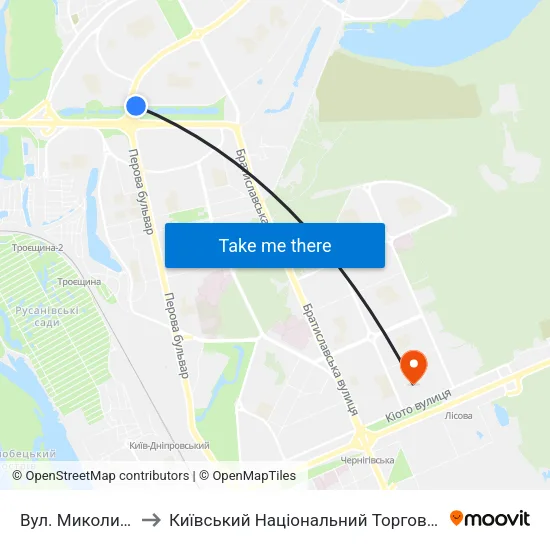 Вул. Миколи Закревського to Київський Національний Торговельно-Економічний Університет map