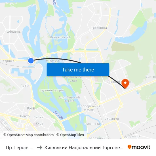 Пр. Героїв Сталінграда to Київський Національний Торговельно-Економічний Університет map